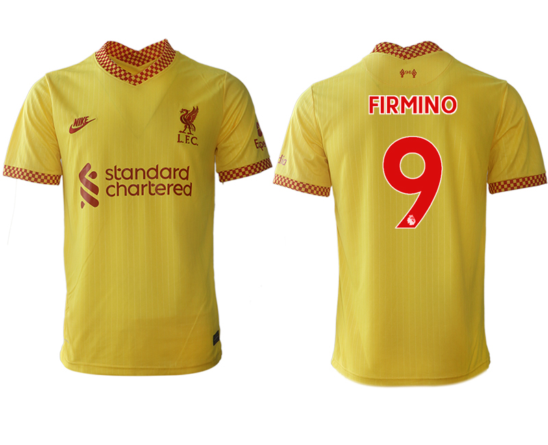 Men 2021-2022 Club Liverpool Second away aaa version yellow #9 Soccer Jersey->liverpool jersey->Soccer Club Jersey